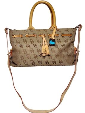 Vintage Dooney & Brouke Signature Canvas Khaki Handbag